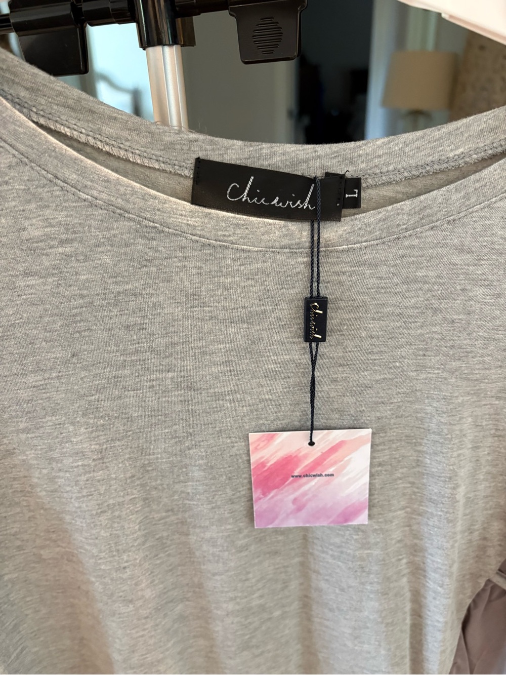 Chicwish Gray Mixed-Media Ruffle Tunic - Picture 2 of 3